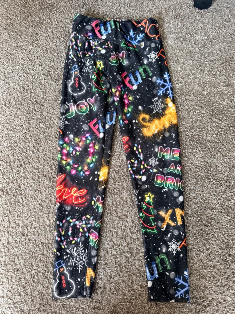 Justice Black Holiday Lights Leggings size 14